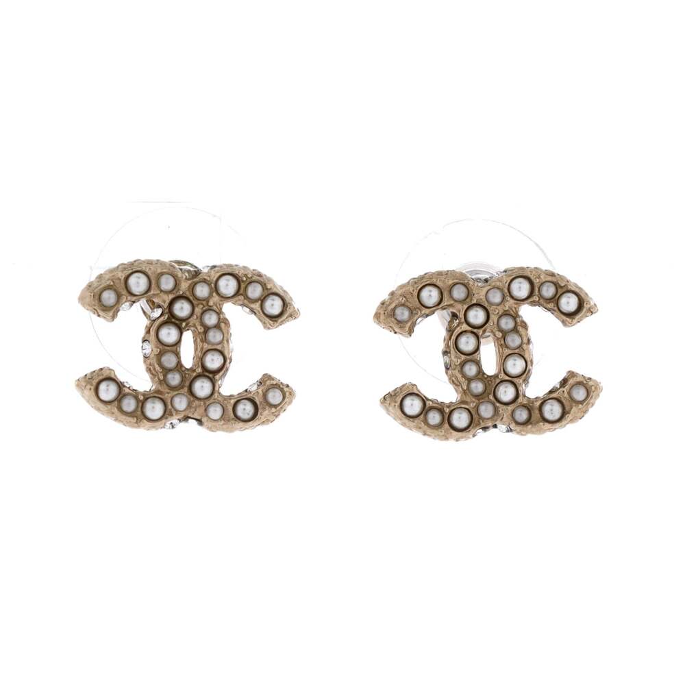 Chanel Cc Stud Earrings Faux Pearls And #282097C74B
